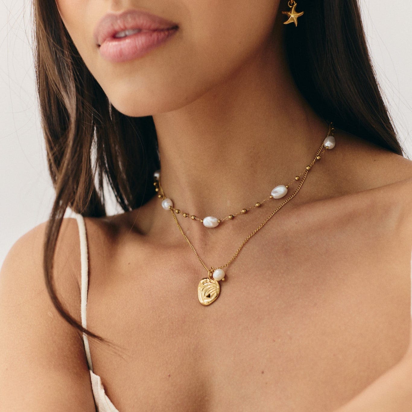 Bohomoon Stainless Steel Soleil Pearl Necklace
