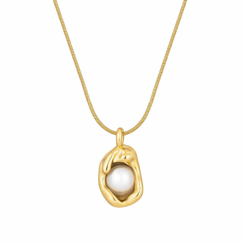 Bohomoon Stainless Steel Amber Pearl Necklace