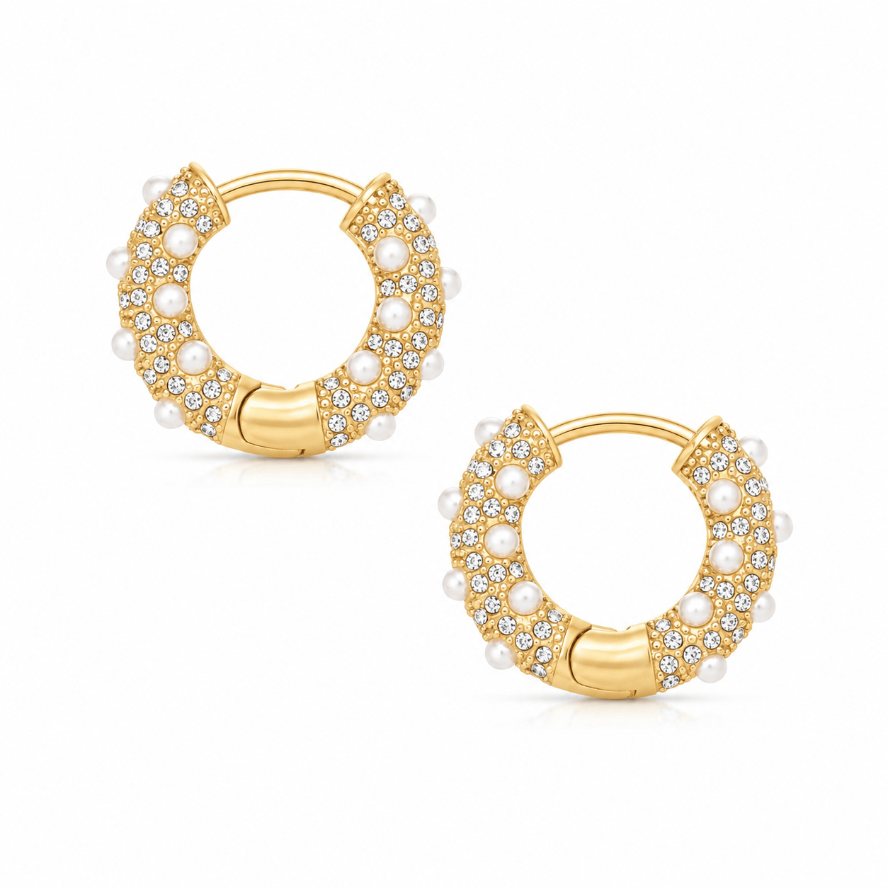 Bohomoon Stainless Steel Alice Pearl Hoop Earrings