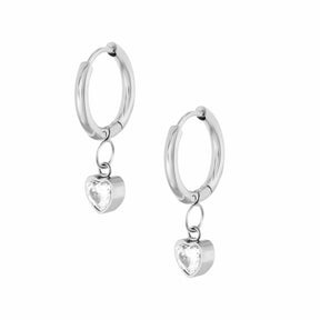 BohoMoon Stainless Steel Angelina Heart Hoop Earrings Silver