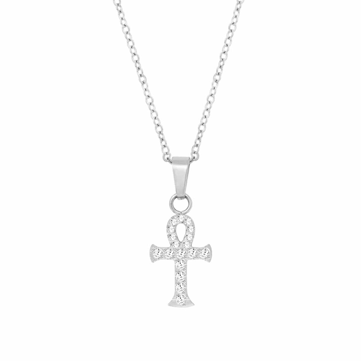 BohoMoon Stainless Steel Ankh Necklace Silver