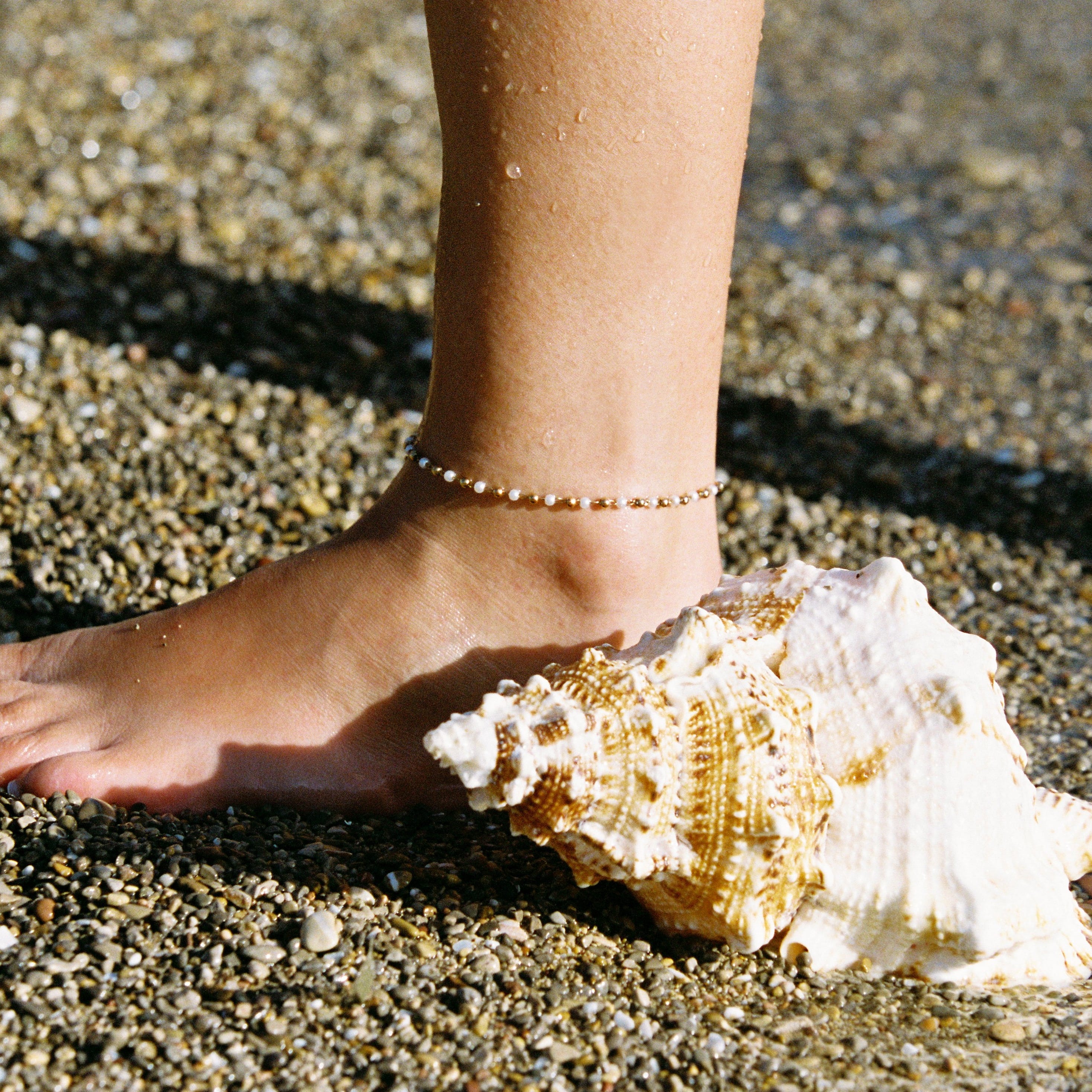 Bohomoon Stainless Steel Antalya Pearl Anklet