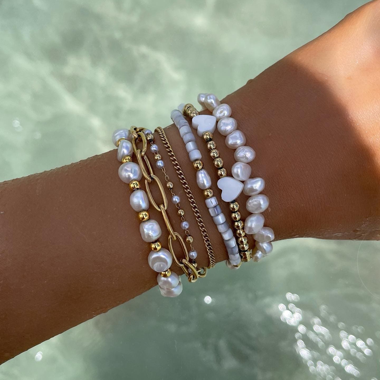 BohoMoon Stainless Steel Antalya Pearl Bracelet