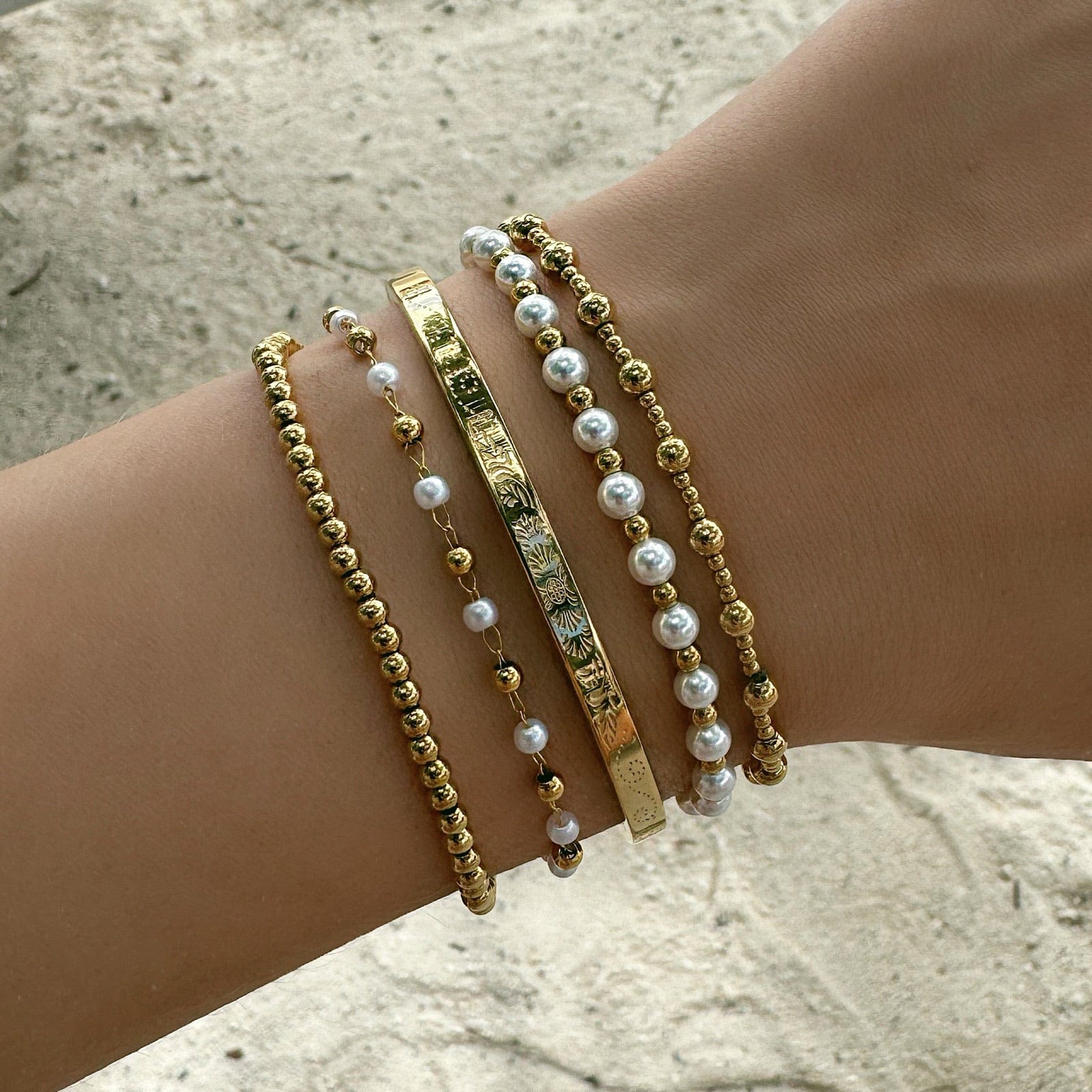 Bohomoon Stainless Steel Antalya Pearl Bracelet