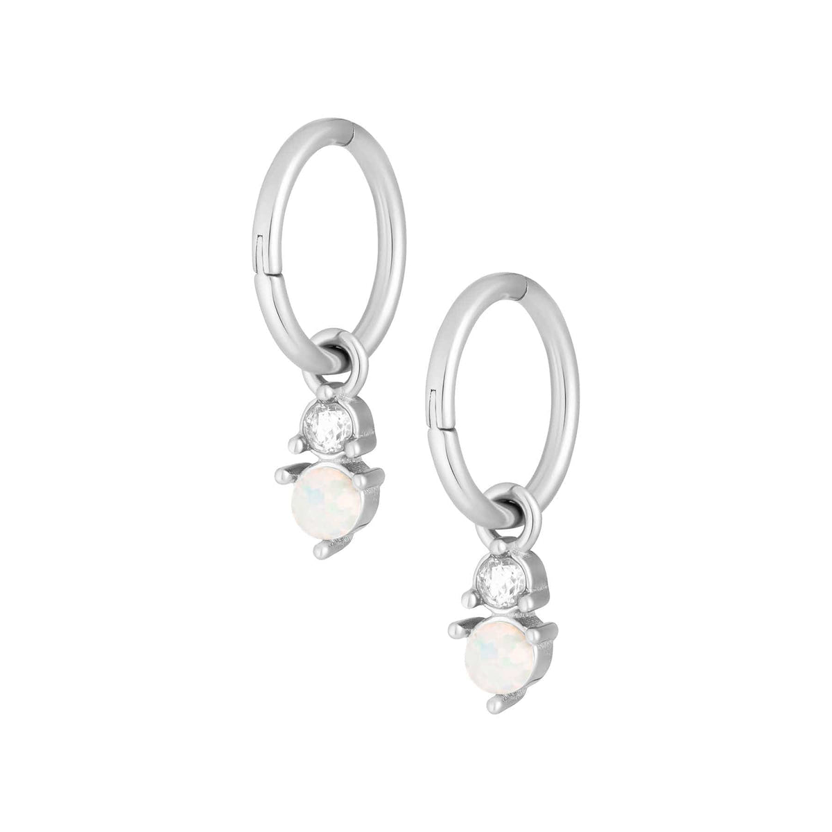 Bohomoon Stainless Steel Anthem Opal Hoop Earrings