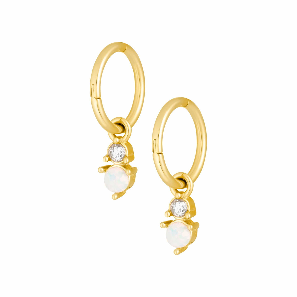 Bohomoon Stainless Steel Anthem Opal Hoop Earrings
