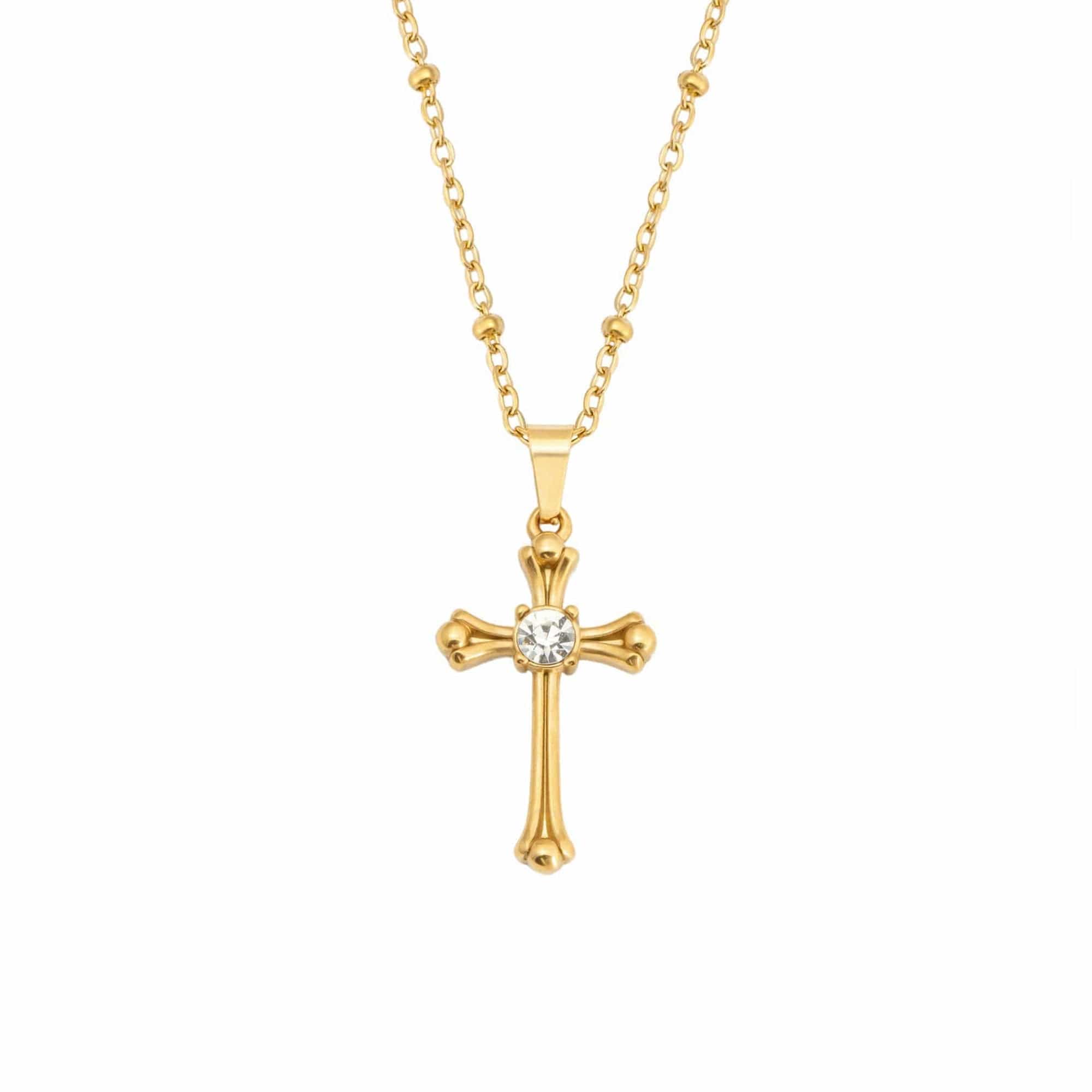 BohoMoon Stainless Steel Antonella Cross Necklace Gold