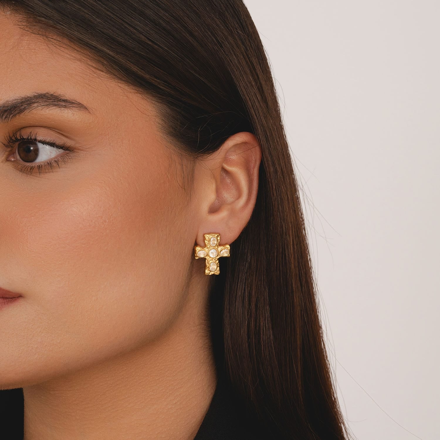 Bohomoon Stainless Steel Arden Cross Stud Earrings