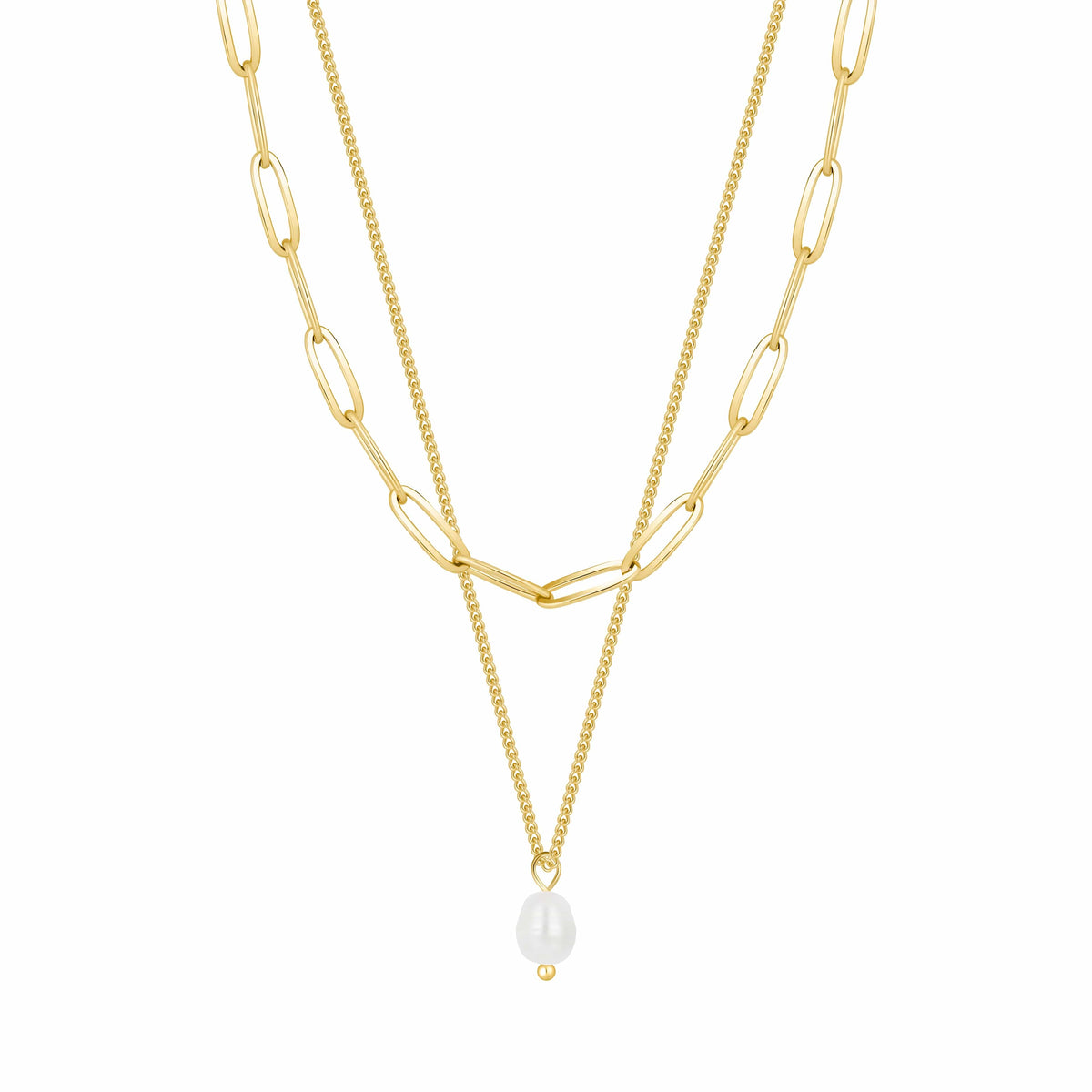 Bohomoon Stainless Steel Athelia Pearl Layered Necklace