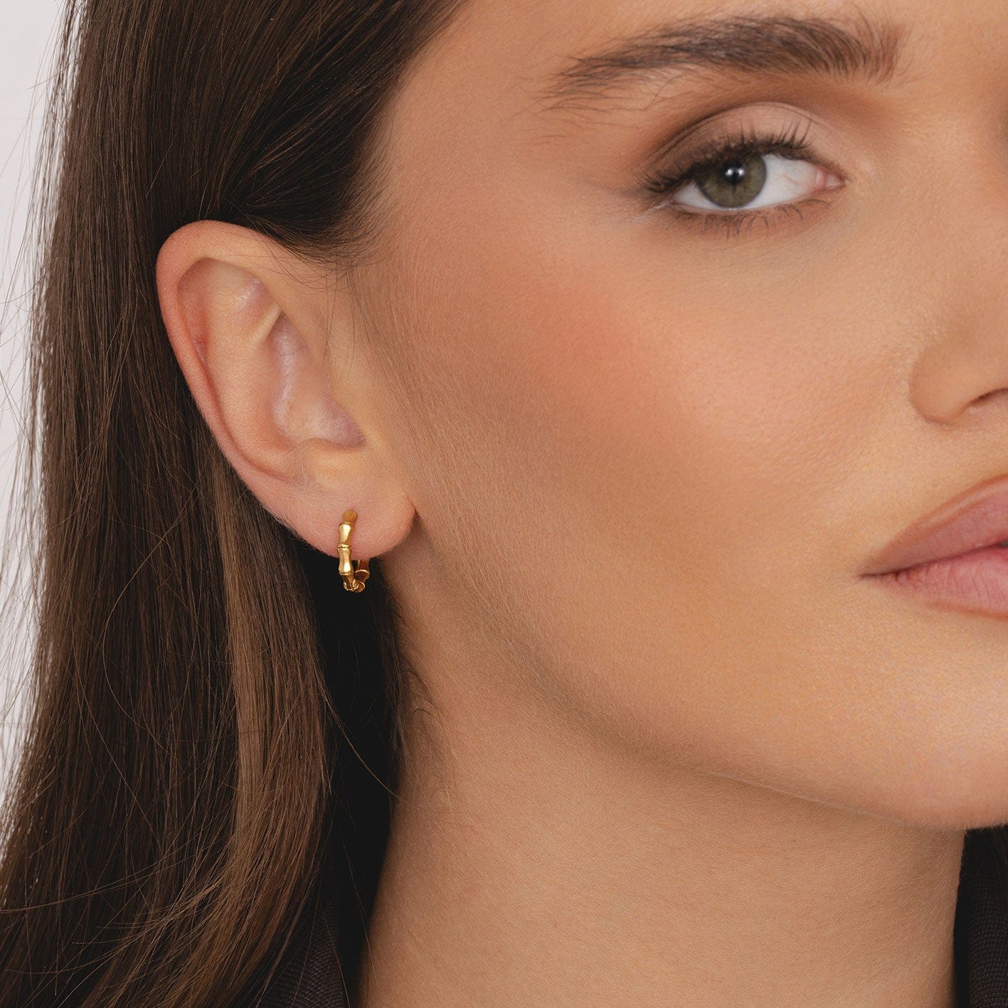 Bohomoon Stainless Steel Bamboo Hoop Earrings