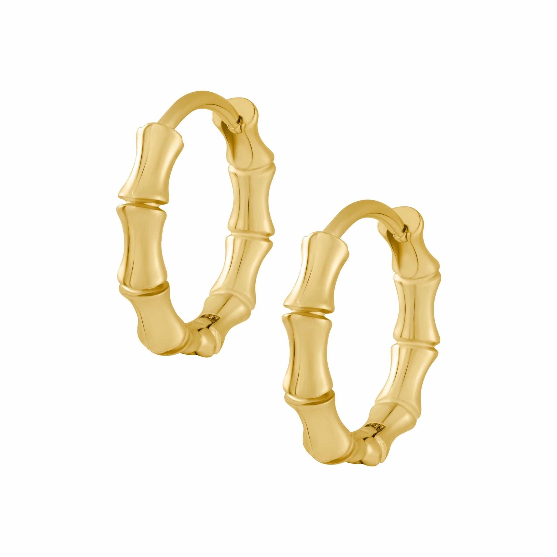 Bohomoon Stainless Steel Bamboo Hoop Earrings