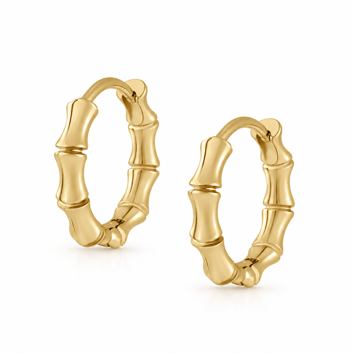 Bohomoon Stainless Steel Bamboo Hoop Earrings