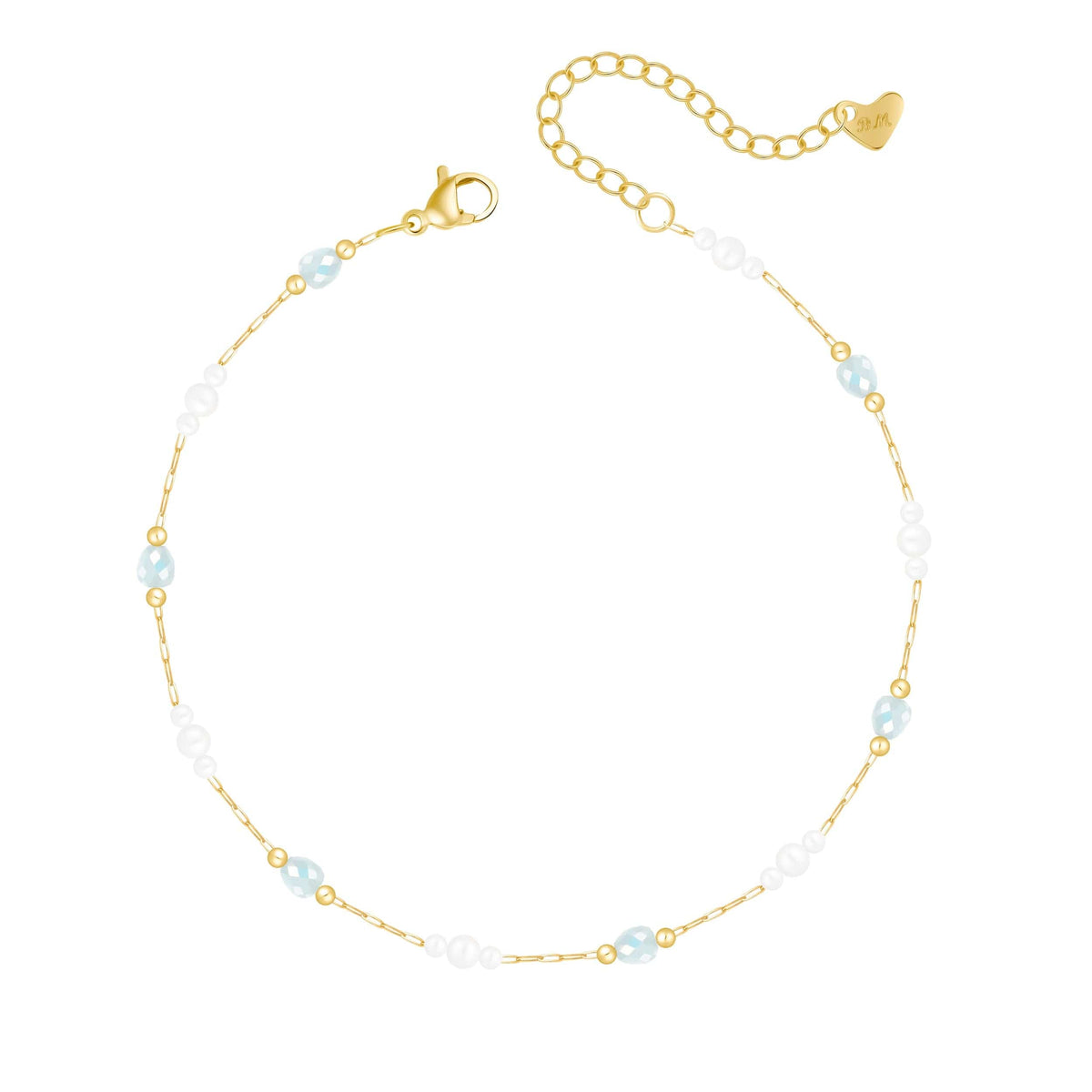 Bohomoon Stainless Steel Beach Waves Pearl Anklet