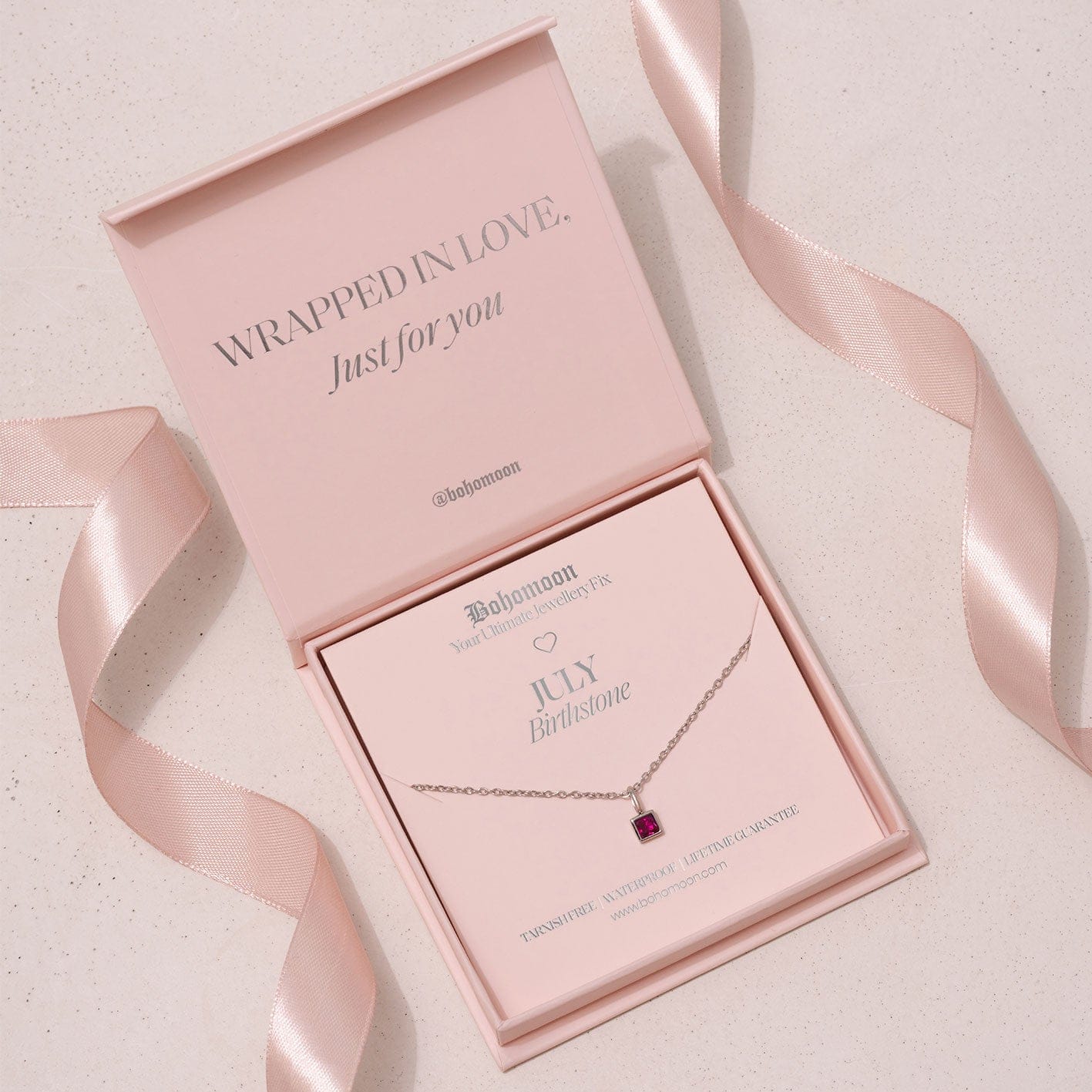 Bohomoon Stainless Steel Birthstone Necklace