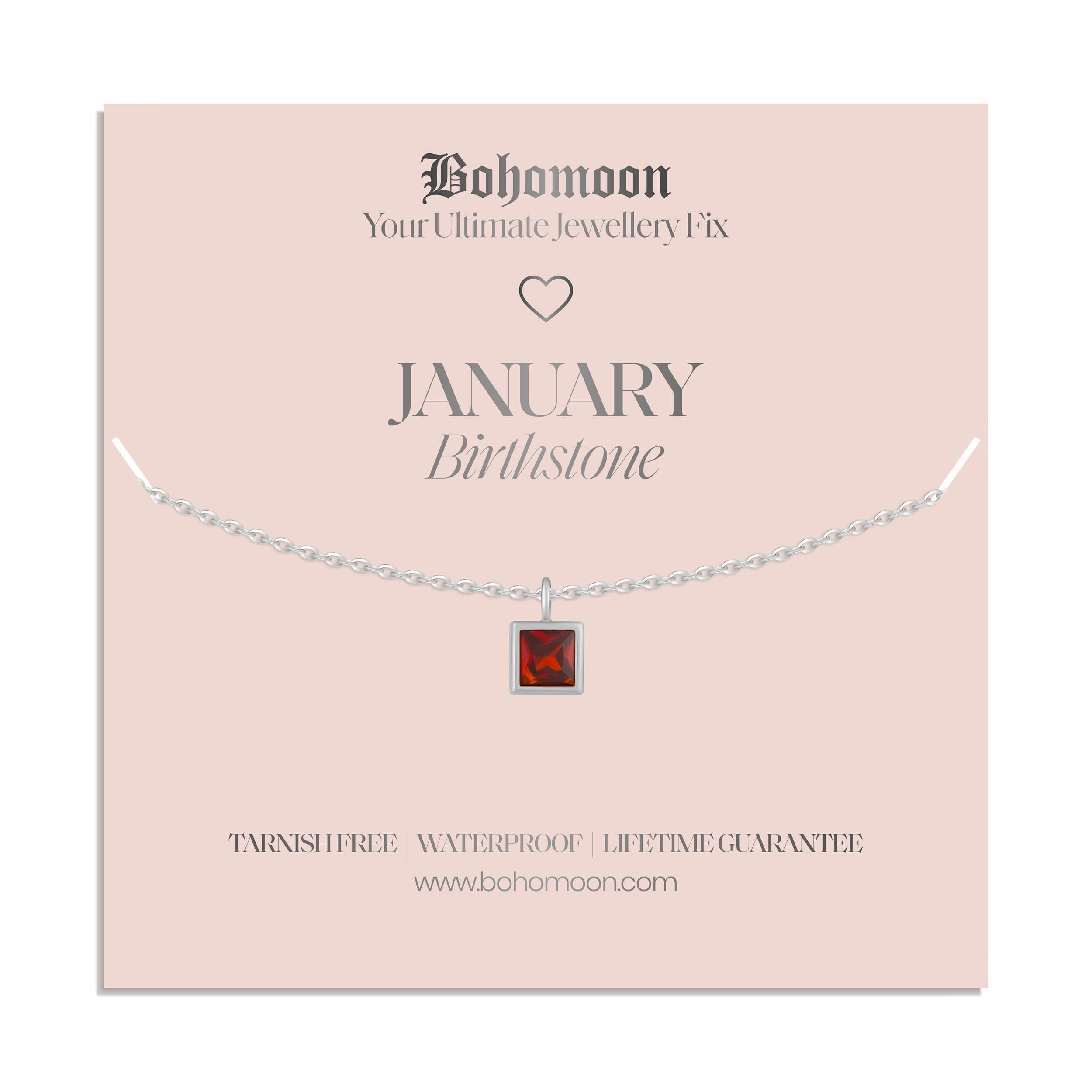 Bohomoon Stainless Steel Birthstone Necklace