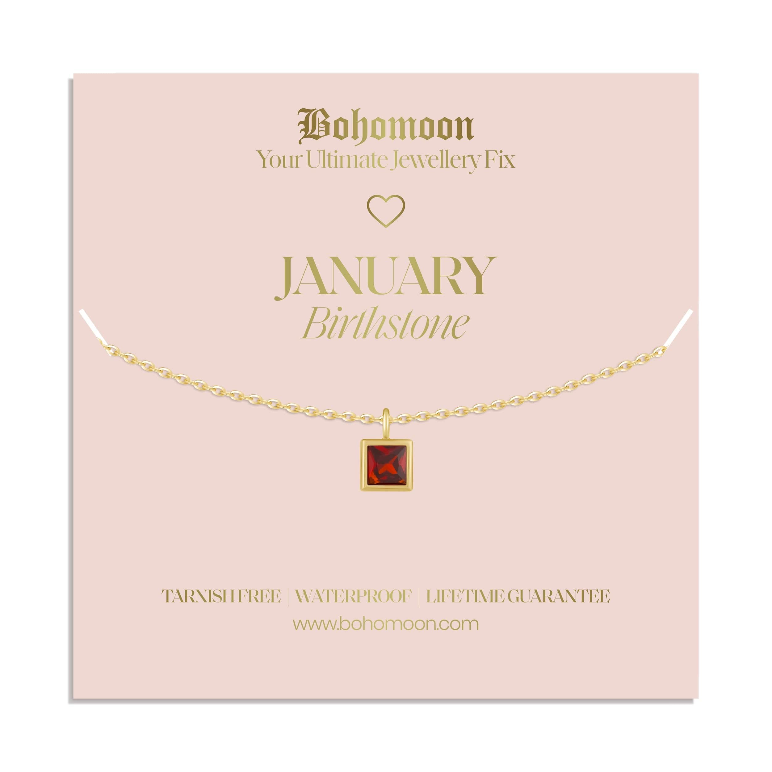 Bohomoon Stainless Steel Birthstone Necklace