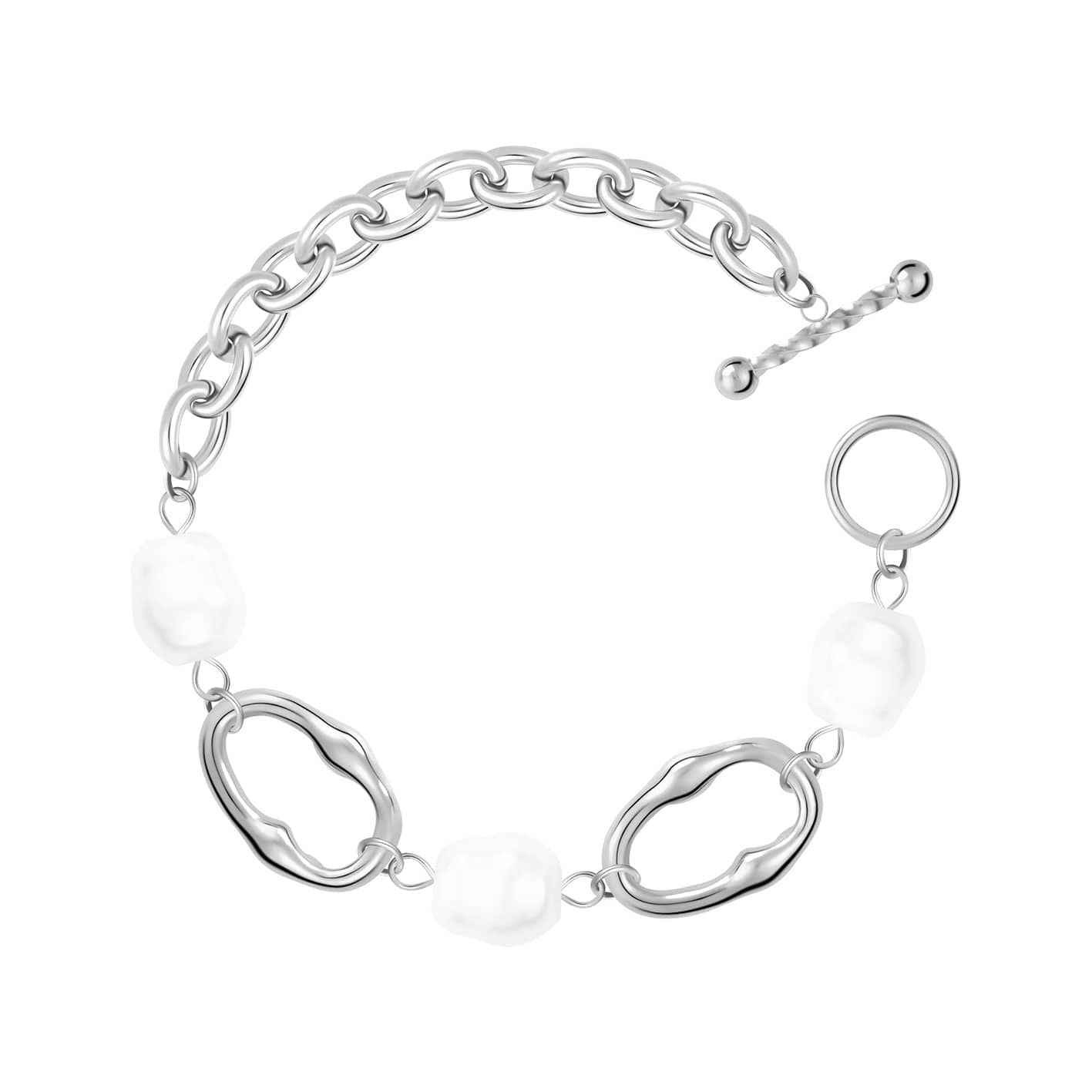 Bohomoon Stainless Steel Caicos Tbar Pearl Bracelet