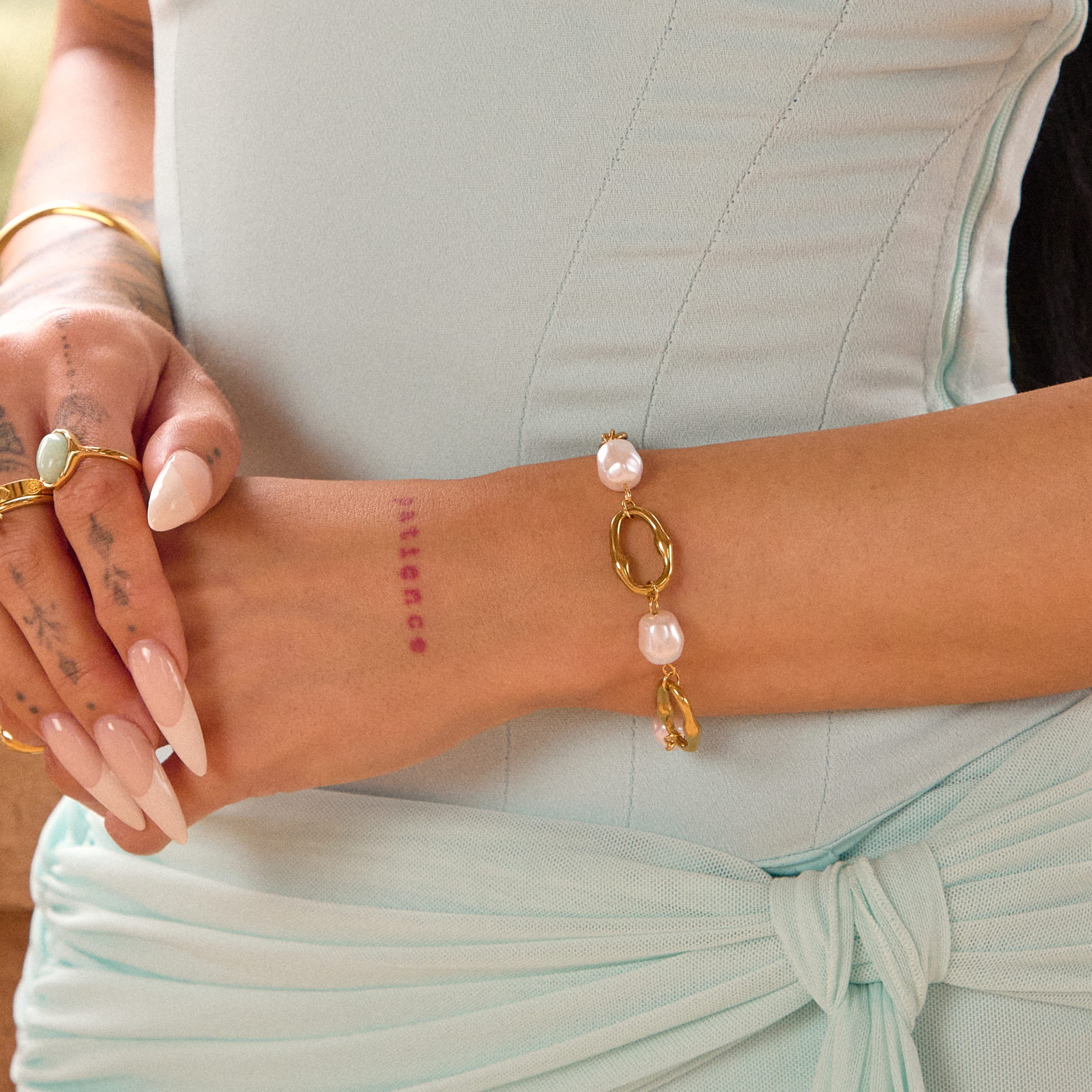 Bohomoon Stainless Steel Caicos Tbar Pearl Bracelet