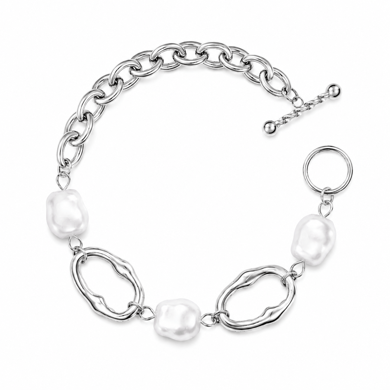 Bohomoon Stainless Steel Caicos Tbar Pearl Bracelet