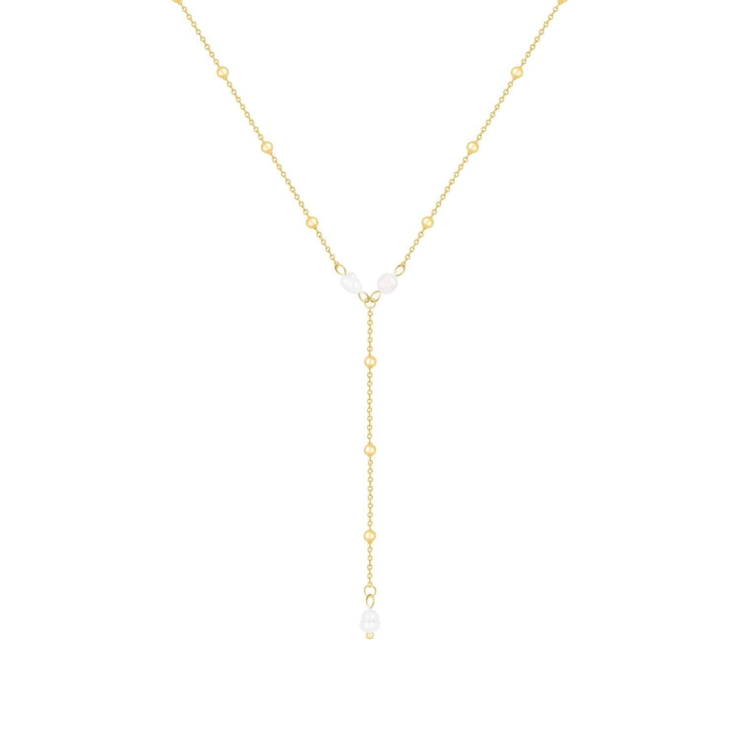 Bohomoon Stainless Steel Capri Pearl Lariat Necklace