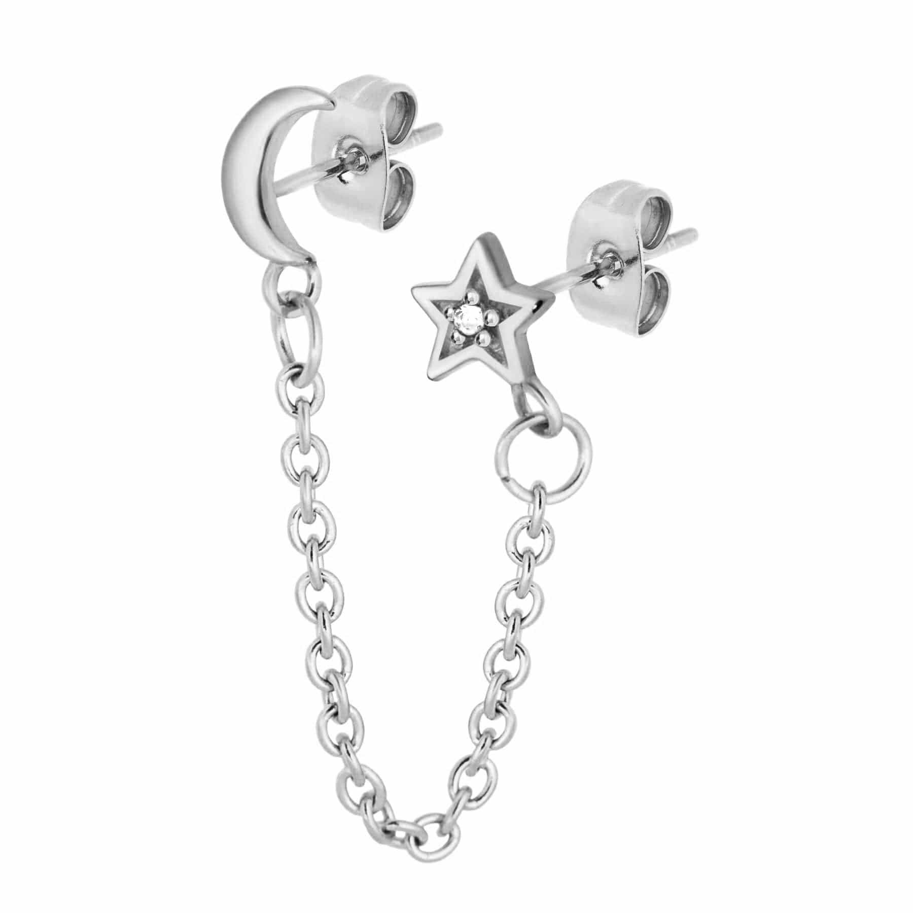 BOHOMOON Stainless Steel Celestial Double Earring Silver