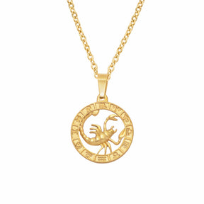 BohoMoon Stainless Steel Classic Zodiac Necklace Gold / Scorpio