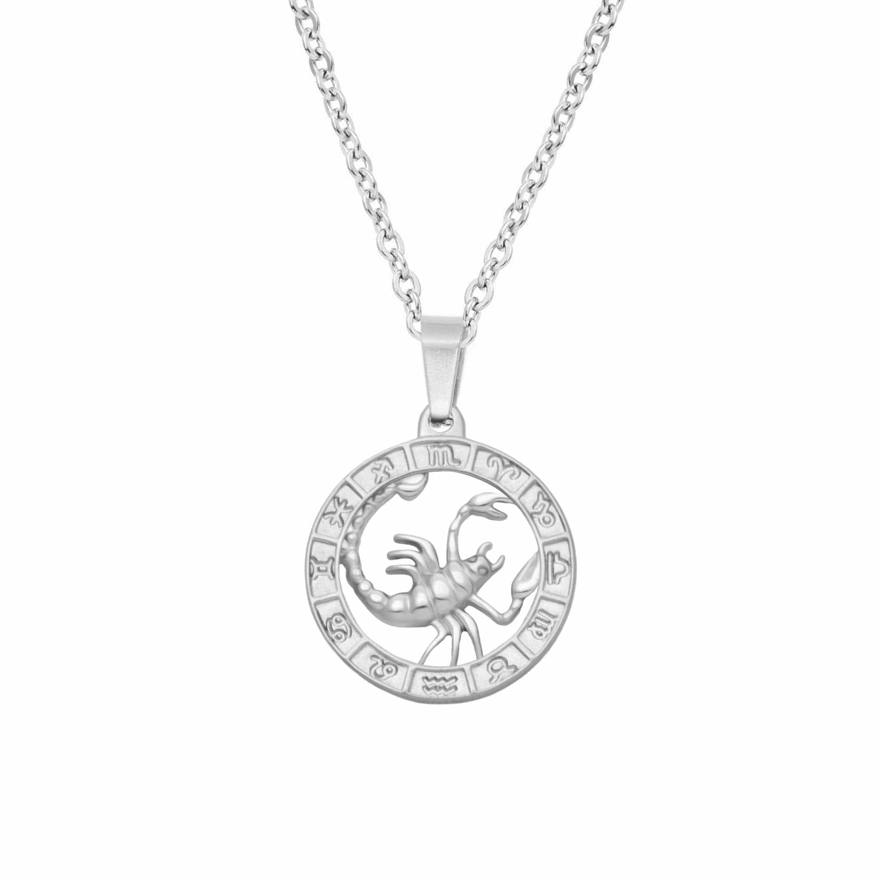 BohoMoon Stainless Steel Classic Zodiac Necklace Silver / Scorpio