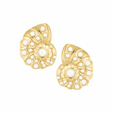 Bohomoon Stainless Steel Coral Shell Pearl Stud Earrings