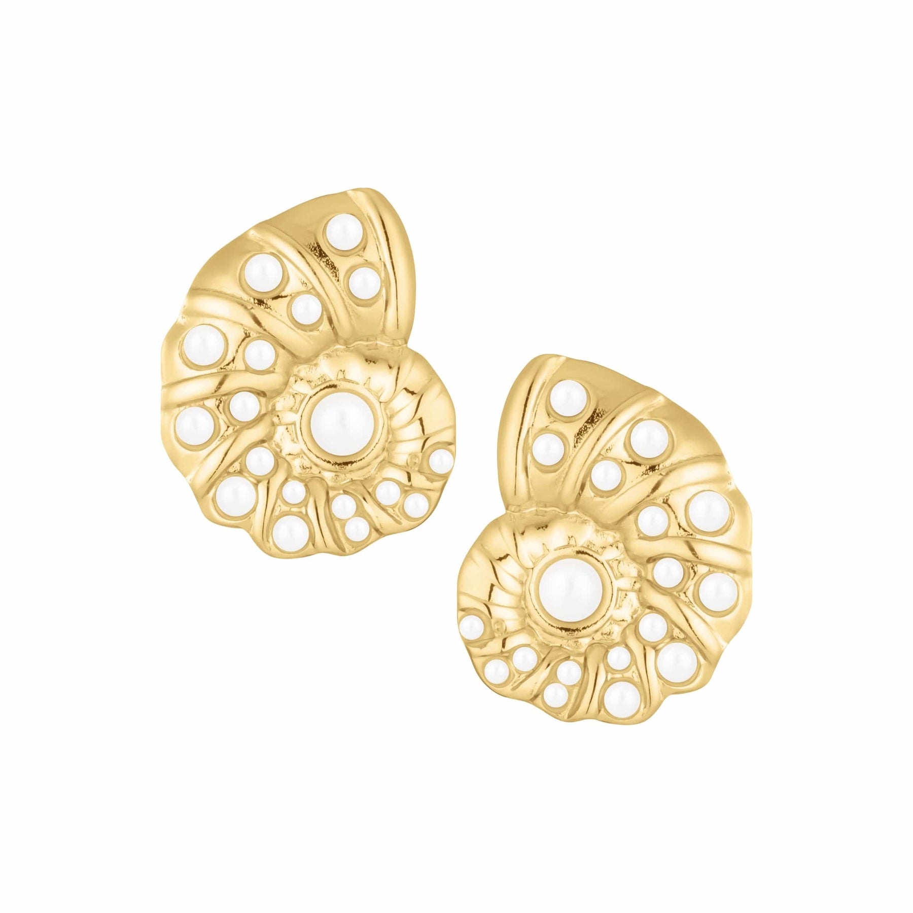 Bohomoon Stainless Steel Coral Shell Pearl Stud Earrings