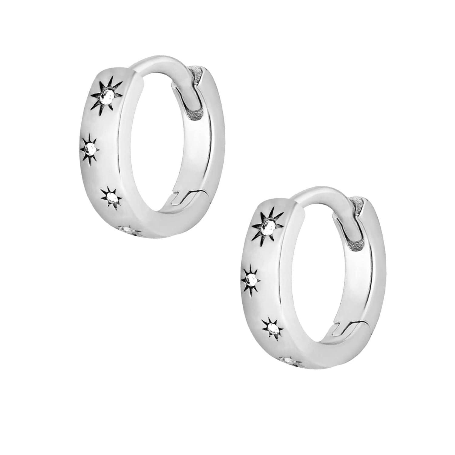 BohoMoon Stainless Steel Cosmic Hoop Earrings Silver