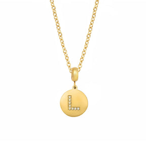 BohoMoon Stainless Steel CZ Initial Necklace Gold / A