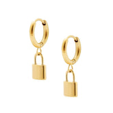 Bohomoon Stainless Steel Dainty Lock Hoop Earrings