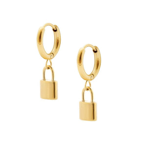 Bohomoon Stainless Steel Dainty Lock Hoop Earrings