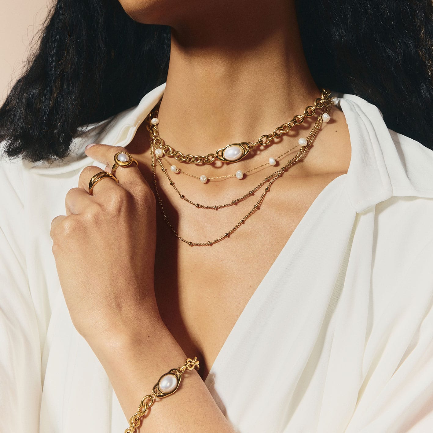 Bohomoon Stainless Steel Danica Pearl Necklace