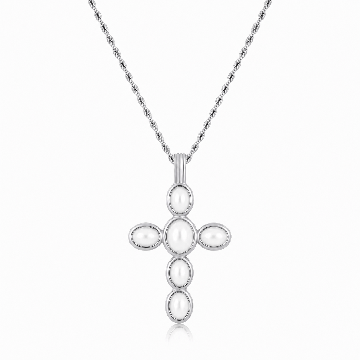 Bohomoon Stainless Steel Delilah Pearl Cross Necklace