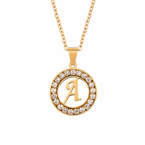 BohoMoon Stainless Steel Diamanté Initial Necklace Gold / A