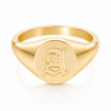 Bohomoon Stainless Steel Dolce Initial Signet Ring Gold