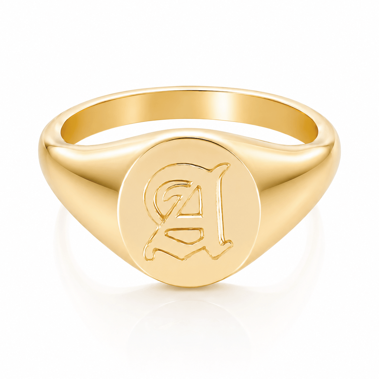 Bohomoon Stainless Steel Dolce Initial Signet Ring Gold