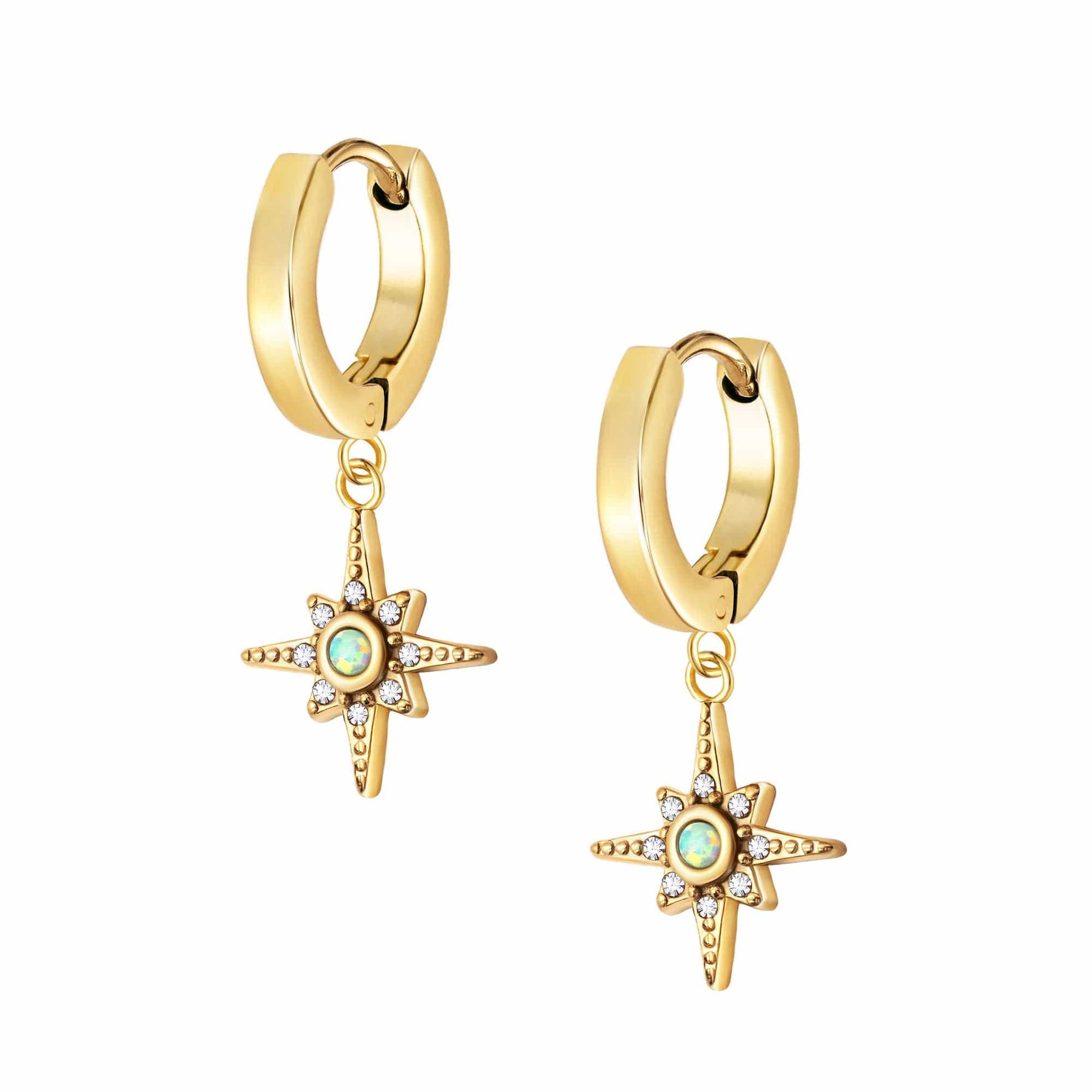 BohoMoon Stainless Steel Dolly Opal Hoop Earrings Gold