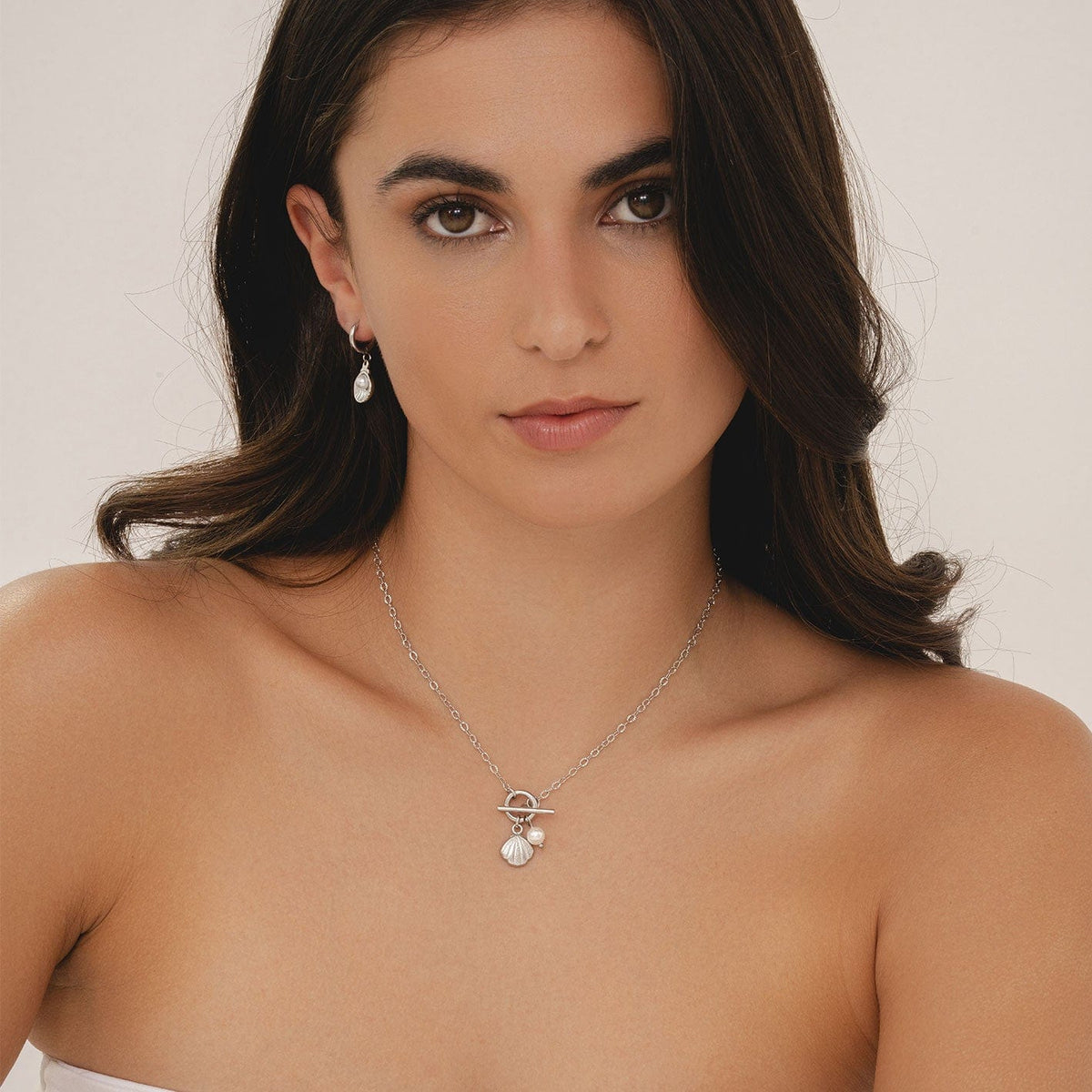 Bohomoon Stainless Steel Drift Pearl TBar Necklace