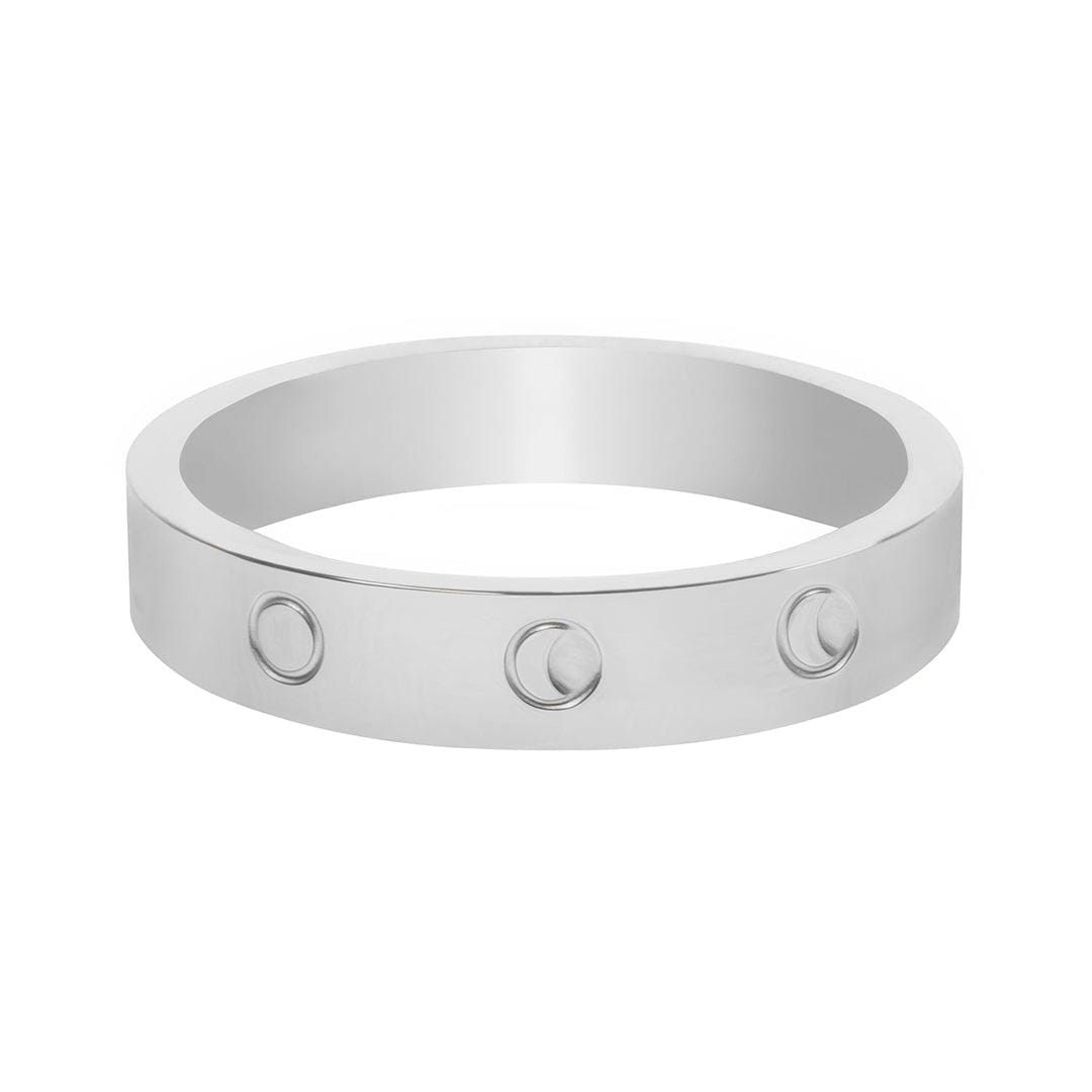 BohoMoon Stainless Steel Eclipse Moon Ring Silver / US 4 / UK H / EUR 46 / (xxsmall)