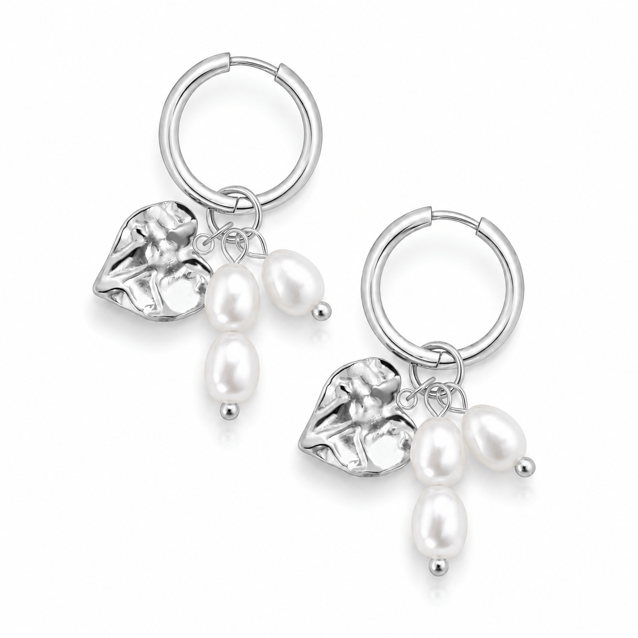 Bohomoon Stainless Steel Elysian Pearl Hoop Earrings