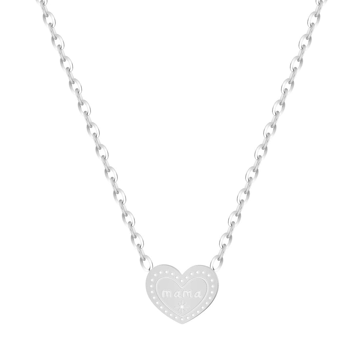 Bohomoon Stainless Steel Engraved Mama Heart Necklace