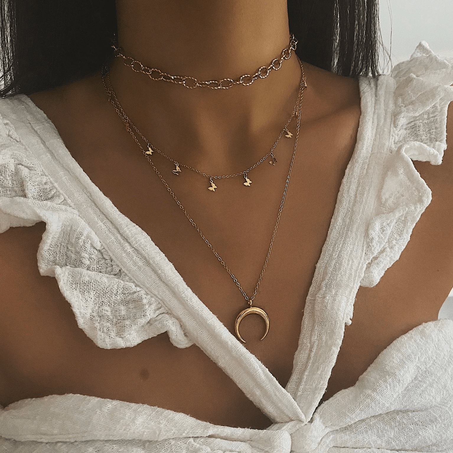 BohoMoon Stainless Steel Float Butterfly Choker Necklace