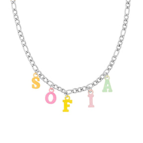 BohoMoon Stainless Steel Frosted Custom Name Choker Silver