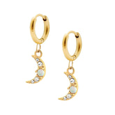 Bohomoon Stainless Steel Golddust Opal Hoop Earrings