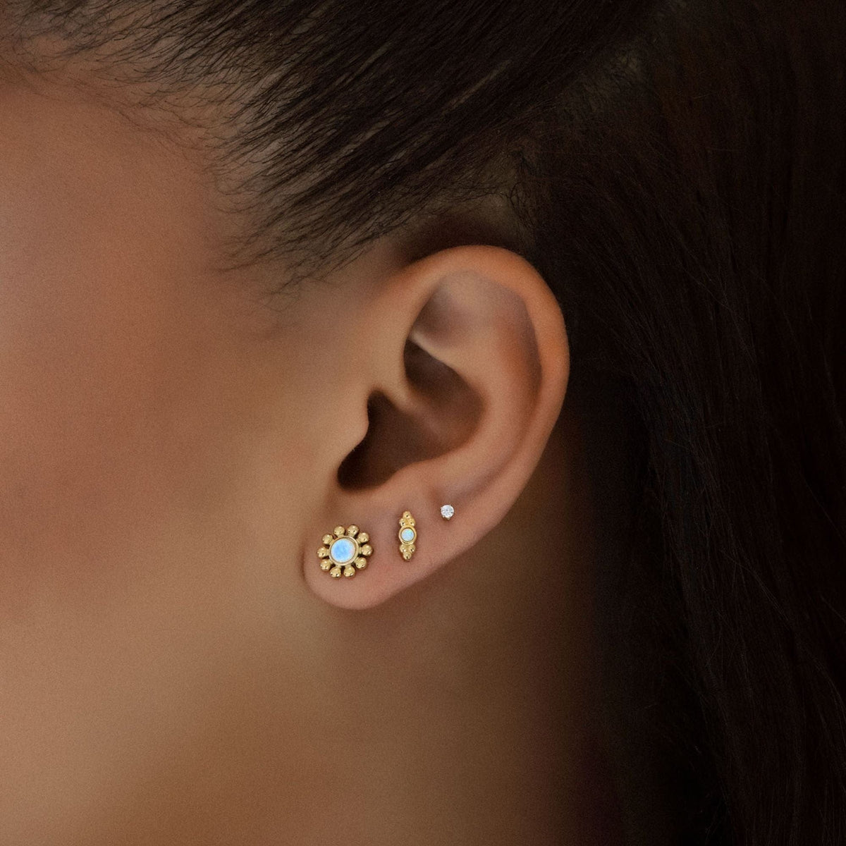 Bohomoon Stainless Steel Golden Hour Opal Stud Earrings