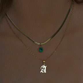 BohoMoon Stainless Steel Gothic Initial Necklace