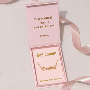 Bohomoon Stainless Steel Personalised Name Necklace - Gothic