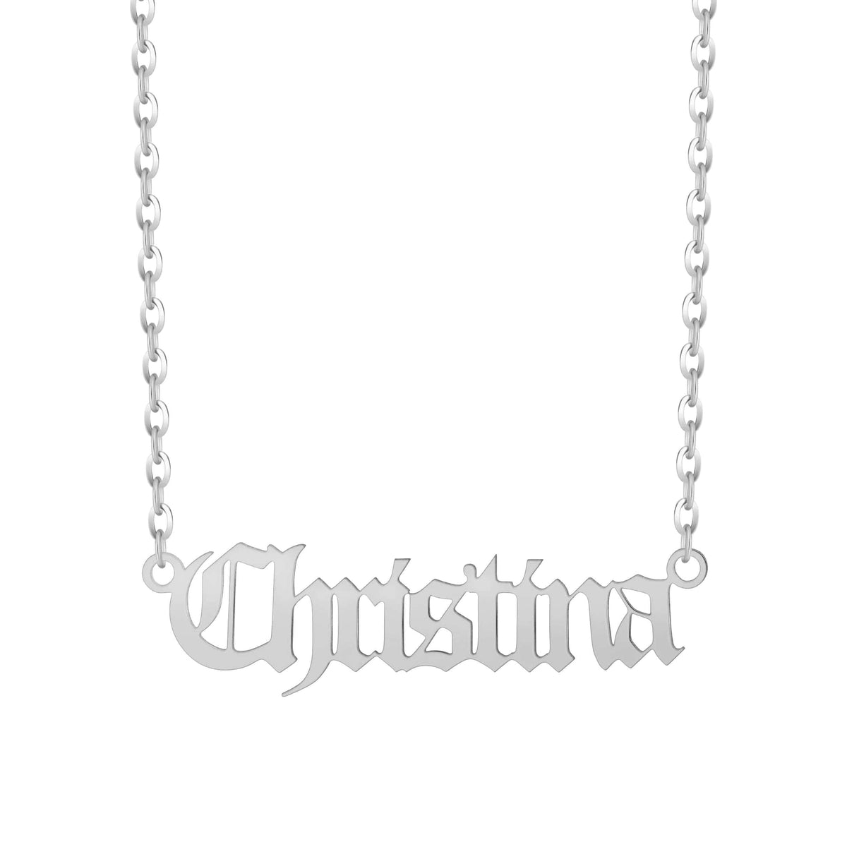Bohomoon Stainless Steel Gothic Nameplate Necklace
